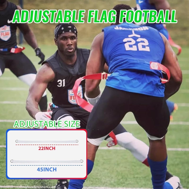 CIYOJA Glow in the Dark Flag Football Belts Set: 4 Adjustable Belts 12 Football Flags, Easy Tear-Away Design, Football Gear for Kid Youth Adult, Perfect for Camping Yard Beach Games, Glow Party Accessories - Image 5